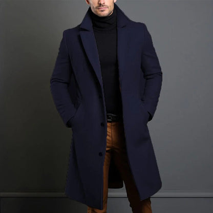 Wollmantel – Einreihiger Winter-Trenchcoat für Herren-Dunkelblau-S-Chaps Herrenmode