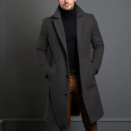 Wollmantel – Einreihiger Winter-Trenchcoat für Herren-Dunkelgrau-S-Chaps Herrenmode