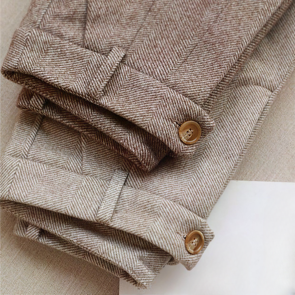 Wollmischung | Fischgrätenmuster | Slim Fit | Smart Casual Hose | Herrenhosen-Chaps Herrenmode