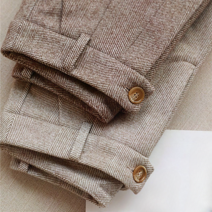 Wollmischung | Fischgrätenmuster | Slim Fit | Smart Casual Hose | Herrenhosen-Chaps Herrenmode
