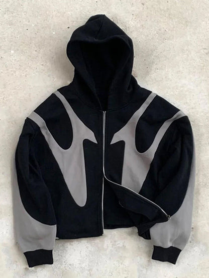 Zip-Up Hoodie - Lässiger zweifarbiger Kapuzenpulli für Männer mit durchgehendem Reißverschluss-Chaps Herrenmode