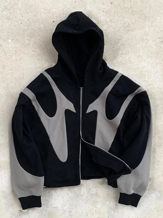 Zip-Up Hoodie - Lässiger zweifarbiger Kapuzenpulli für Männer mit durchgehendem Reißverschluss-Chaps Herrenmode