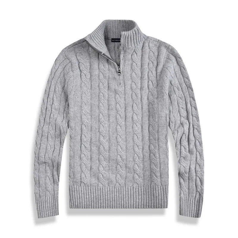 Zopfmusterpullover – Halb-Reißverschluss – Pullover – Viertel-Reißverschluss-Pullover – Herrenpullover-Chaps Herrenmode