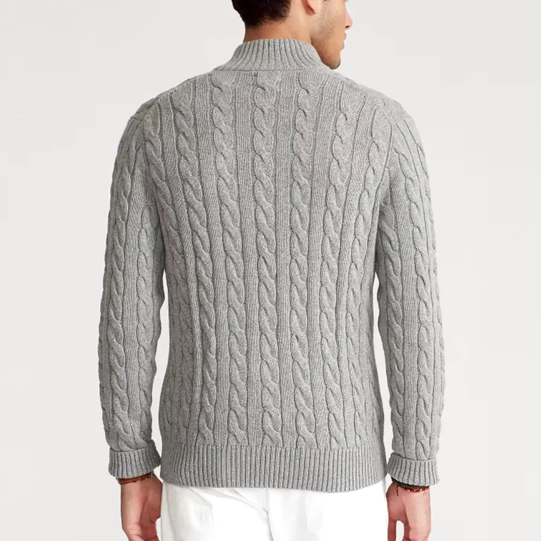 Zopfmusterpullover – Halb-Reißverschluss – Pullover – Viertel-Reißverschluss-Pullover – Herrenpullover-Chaps Herrenmode