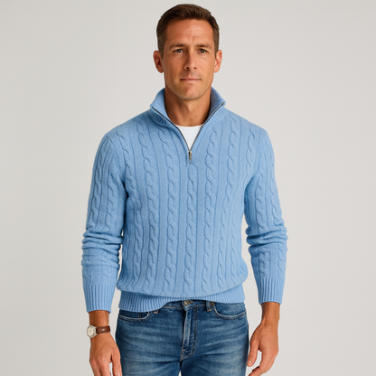 Zopfmusterpullover – Halb-Reißverschluss – Pullover – Viertel-Reißverschluss-Pullover – Herrenpullover-Chaps Herrenmode