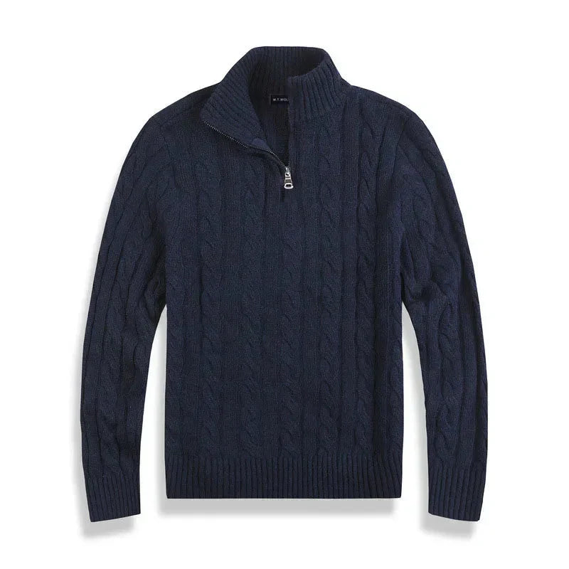 Zopfmusterpullover – Halb-Reißverschluss – Pullover – Viertel-Reißverschluss-Pullover – Herrenpullover-Chaps Herrenmode