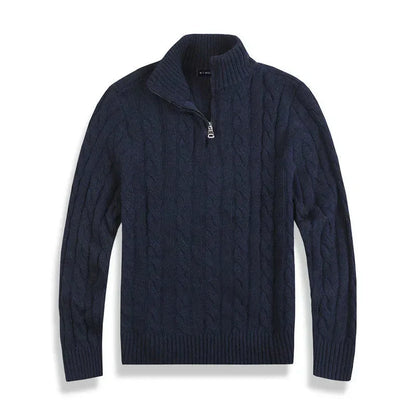 Zopfmusterpullover – Halb-Reißverschluss – Pullover – Viertel-Reißverschluss-Pullover – Herrenpullover-Chaps Herrenmode