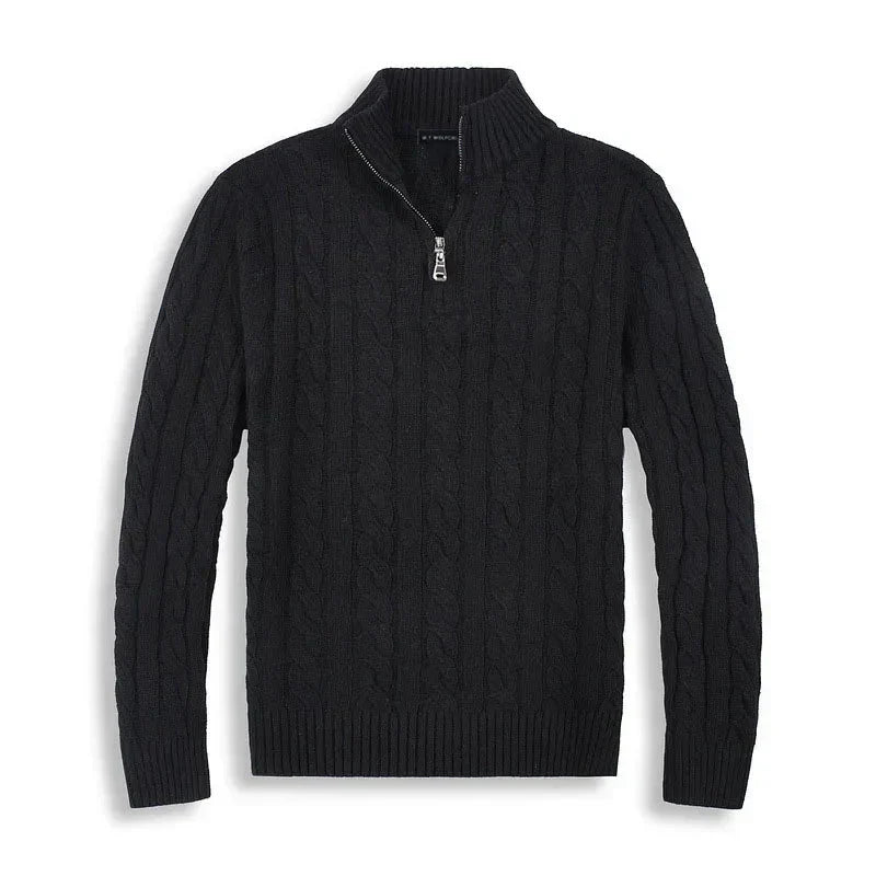 Zopfmusterpullover – Halb-Reißverschluss – Pullover – Viertel-Reißverschluss-Pullover – Herrenpullover-Chaps Herrenmode