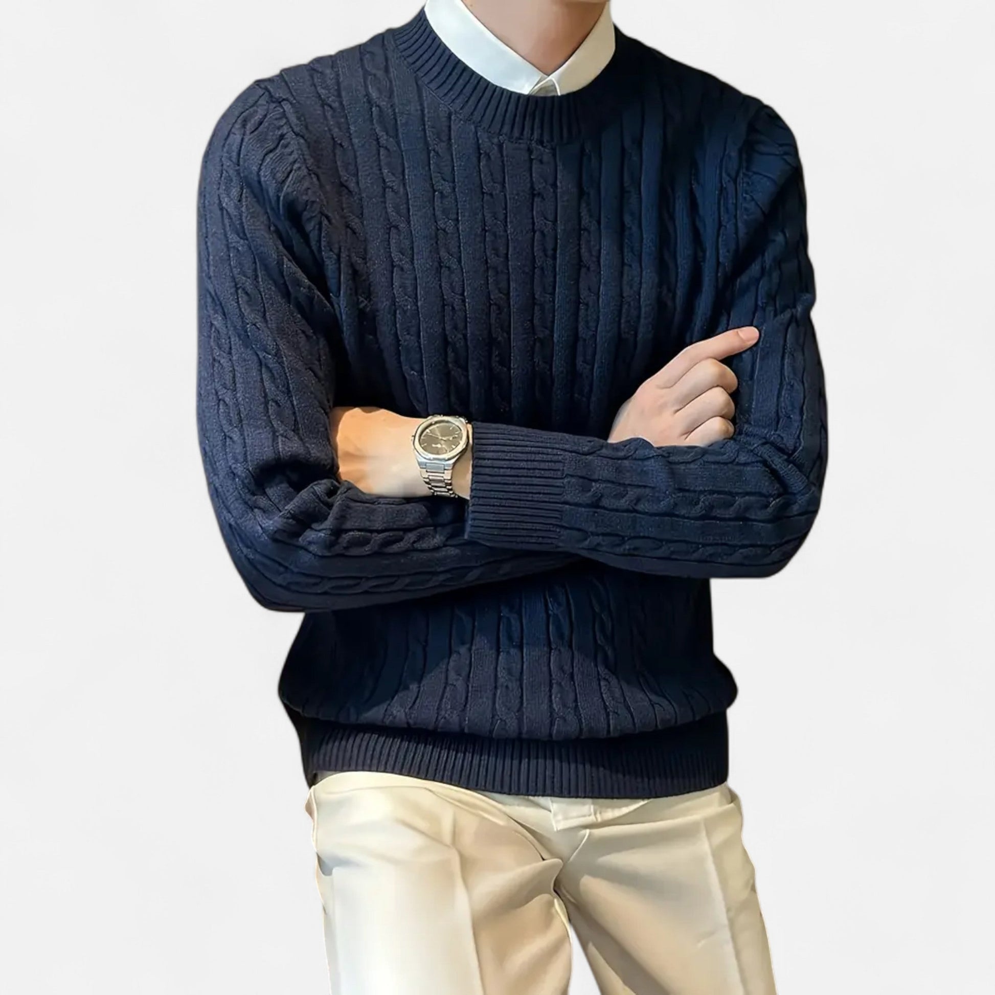 Zopfmusterpullover – Klassisch – Langarm – Strickpullover – Herrenpullover-Chaps Herrenmode