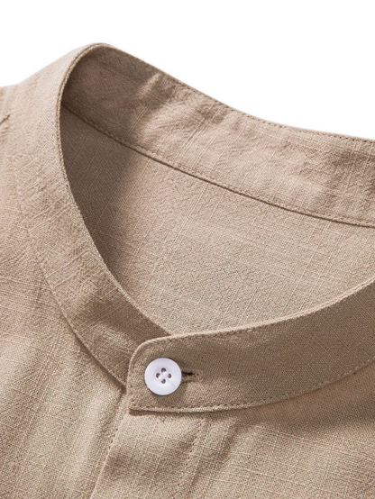 Zweiteiler | Kurzarm | Knopfleiste | Leinenkleidung | Leinenhose für Herren-Chaps Herrenmode