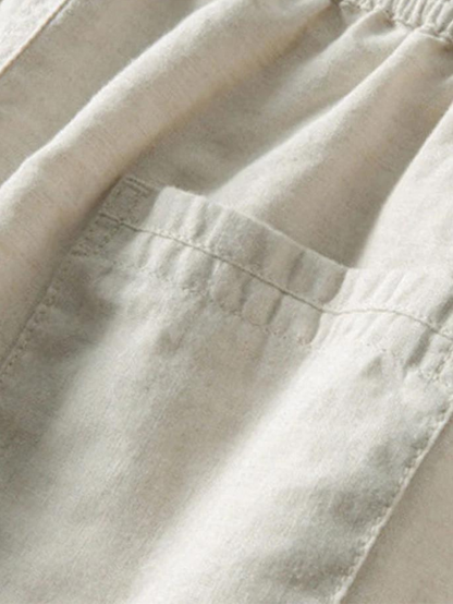 Zweiteiler | Kurzarm | Knopfleiste | Leinenkleidung | Leinenhose für Herren-Chaps Herrenmode