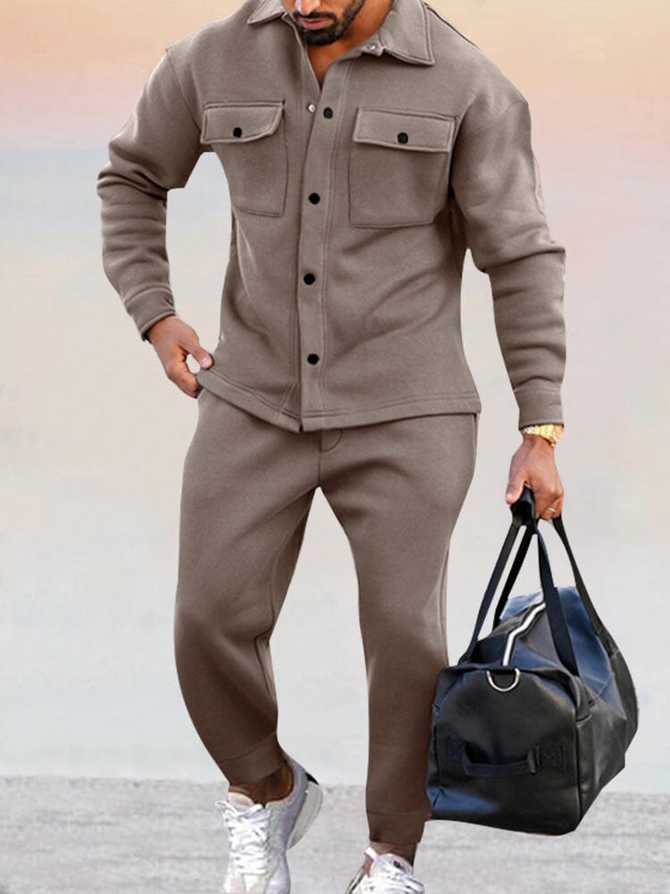 Zweiteiliges Set – Lässiges Overshirt mit langen Ärmeln und Hose für Männer-Chaps Herrenmode