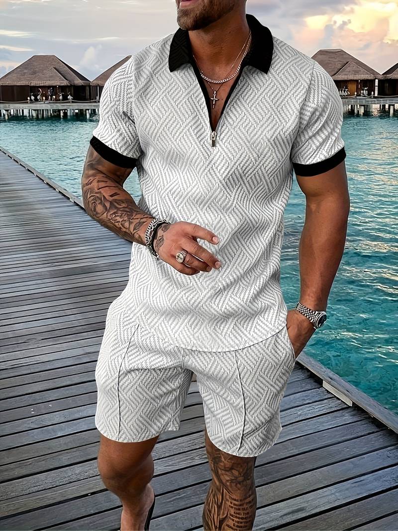 Zweiteiliges Set - Sommer - Kurzarm - Shorts - Herrenbekleidung-Gemischte Farbe-S-Chaps Herrenmode