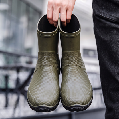 Grüne Gummistiefeletten für Herren, Vorderansicht