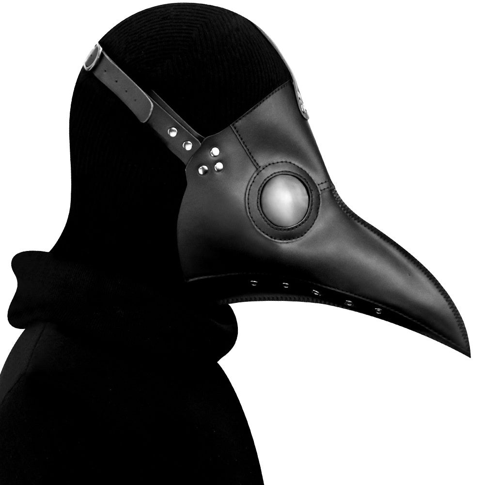 Klassische Pestarzt Maske | Glatter Schnabel | Kunstleder | Schnallenriemen