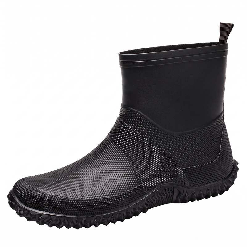 Schwarze Gummistiefelette für Herren, Seitenansicht