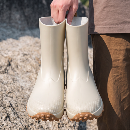 Beige Gummistiefel für Herren, Vorderansicht