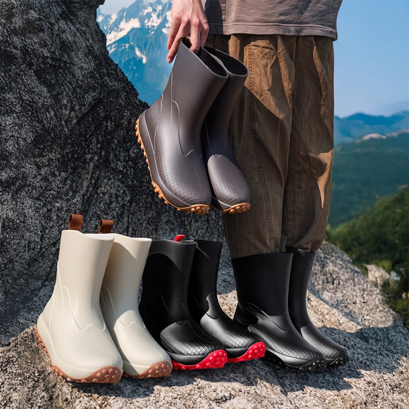 Gummistiefel für Herren in Graubraun, Beige, Schwarzrot und Schwarz