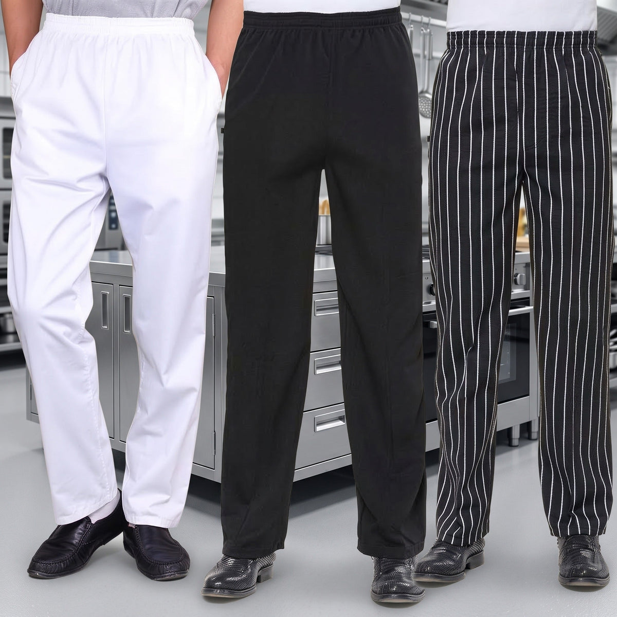 Kochhose Herren | Gummizug | Seitentaschen | Baumwollmischung-Chaps Herrenmode
