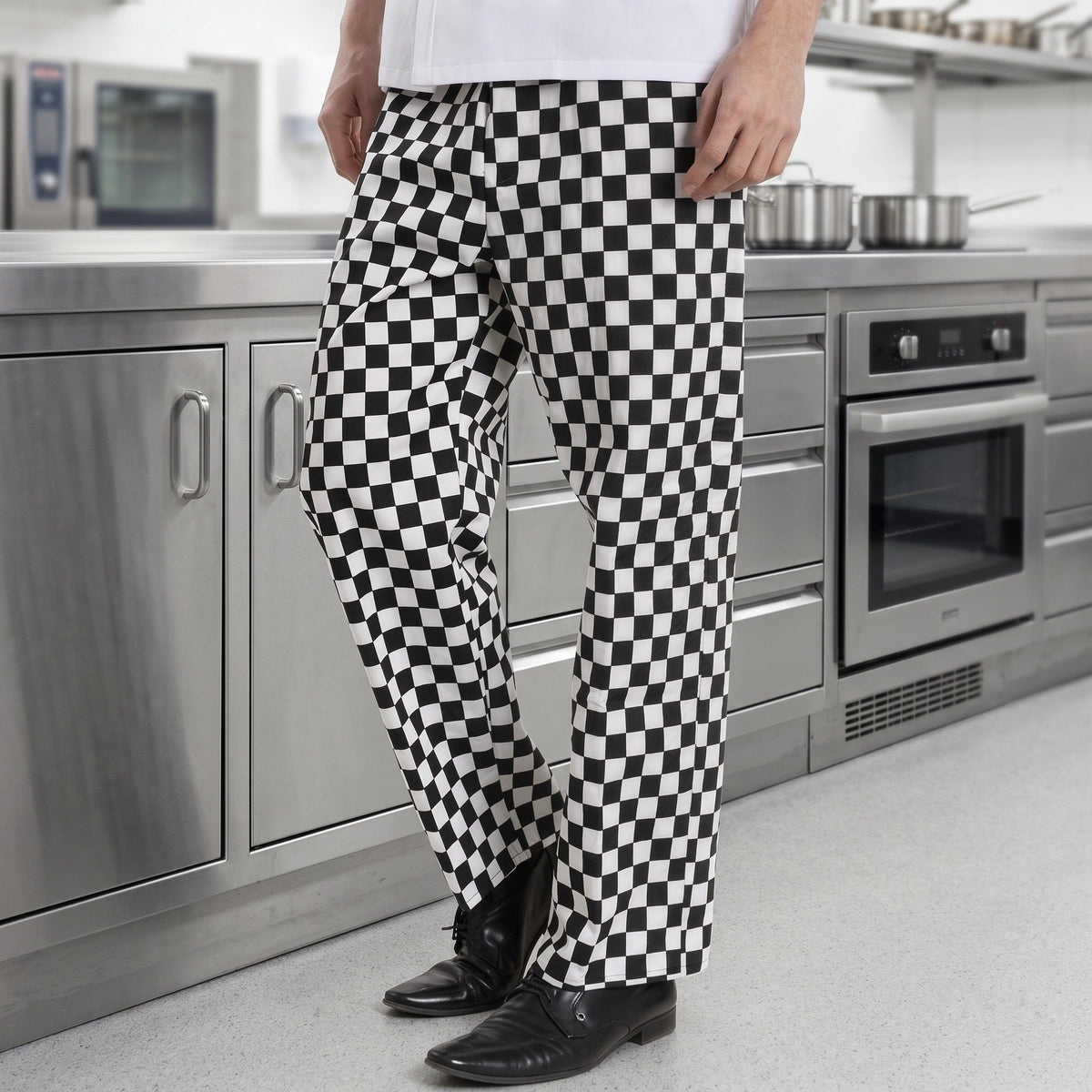 Kochhose Herren | Gummizug | Seitentaschen | Baumwollmischung-Großkariert-S-Chaps Herrenmode