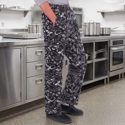 Kochhose Herren | Gummizug | Seitentaschen | Baumwollmischung-Küchenmotiv-S-Chaps Herrenmode