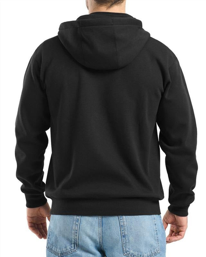 Schwarzer Hoodie mit Kapuze, von hinten getragen, Rückenansicht am Model | Chaps Herrenmode