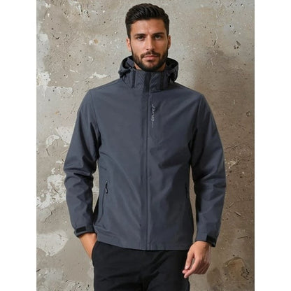 Funktionsjacke Herren | Wasserdicht | Kapuze | Reflektierend-Grau-M-Chaps Herrenmode