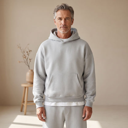 Jogginganzug Herren mit Kängurutasche | Hoodie | Gerade Jogginghose-Hellgrau-S-Chaps Herrenmode