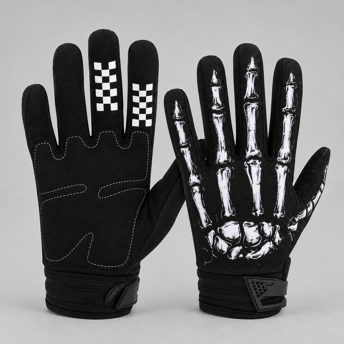 Skelett Handschuhe | Touchscreen | Knochenmuster | Weiß oder Rosa mit Rose-Weißes Skelett-S-Chaps Herrenmode