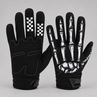 Skelett Handschuhe | Touchscreen | Knochenmuster | Weiß oder Rosa mit Rose-Weißes Skelett-S-Chaps Herrenmode