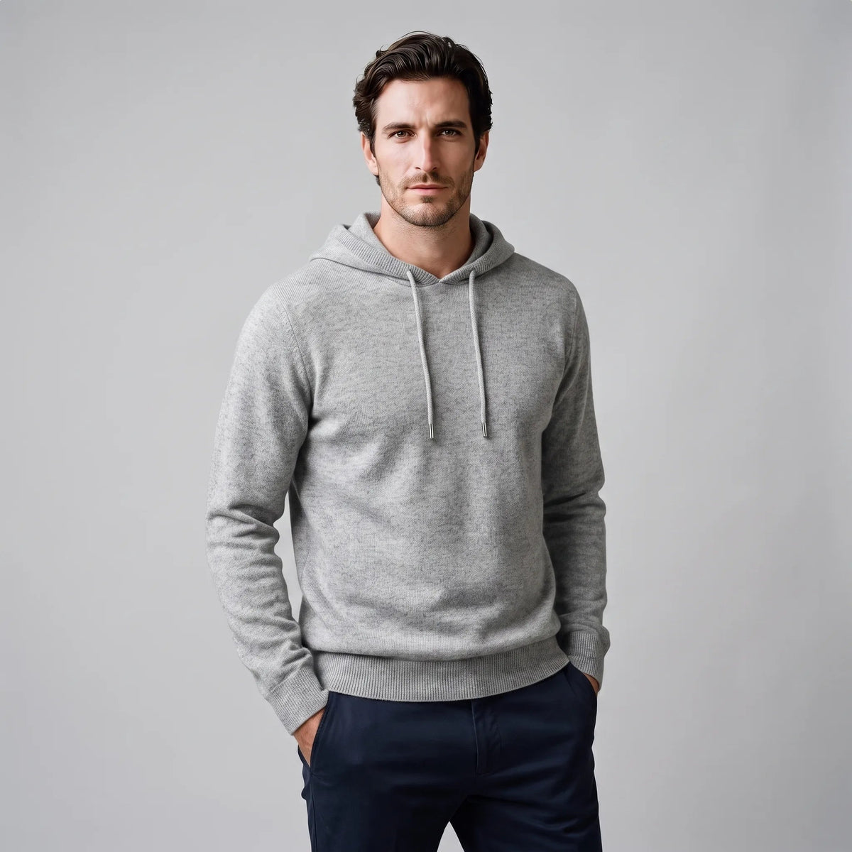 Strick Hoodie Herren | Feinstrick | Kordelzug | Regular Fit