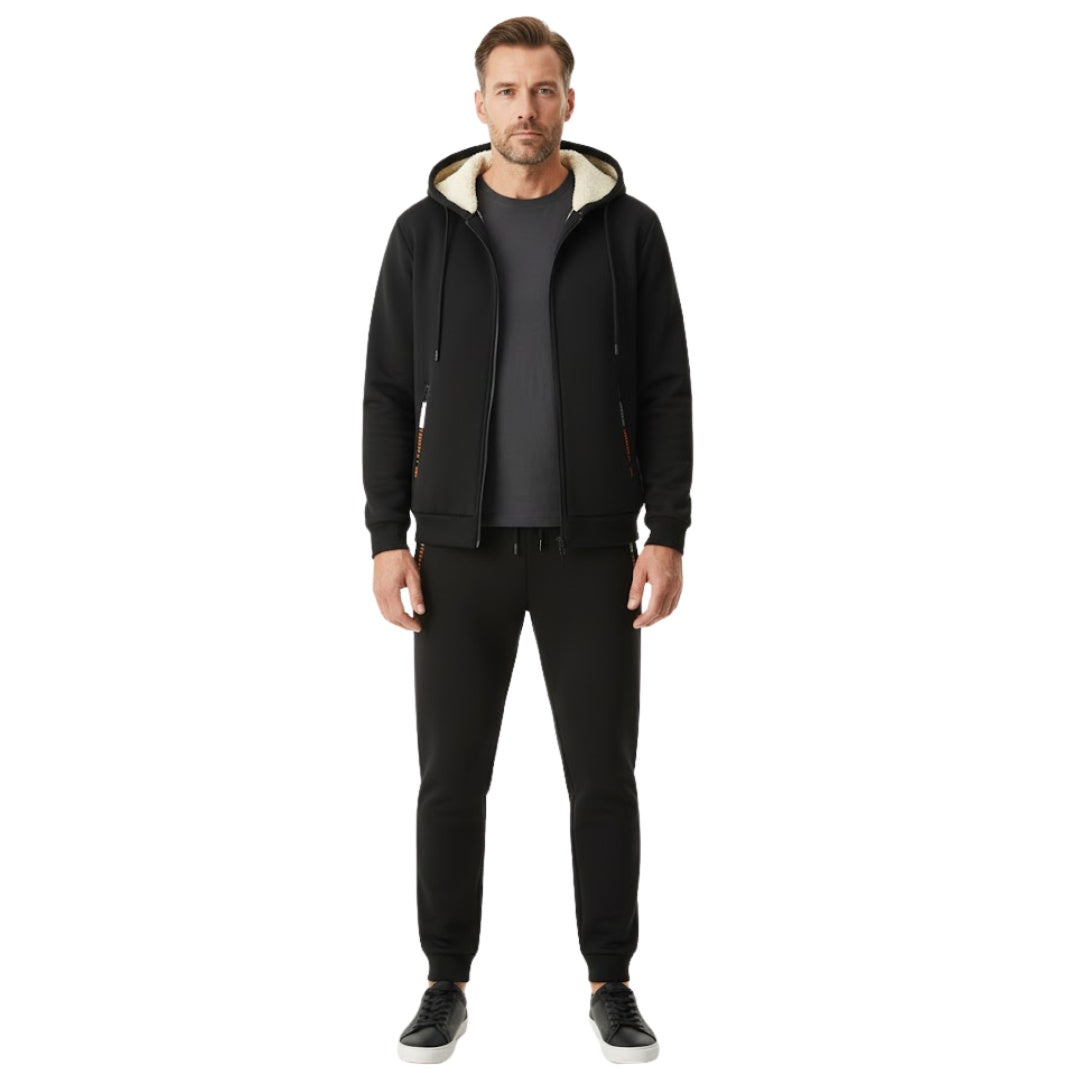 Trainingsanzug Herren mit Fleecefutter | Kapuzenjacke | Reißverschluss-Chaps Herrenmode