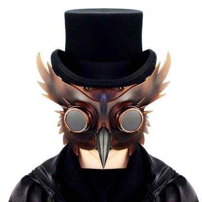 Eulen Pestarzt Maske | Steampunk | Kunstleder | Brillenaugen | Braun