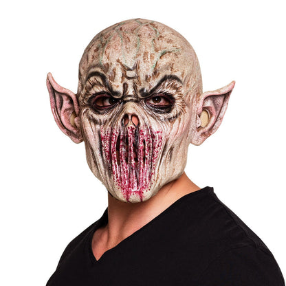Alien Monster Maske | Latex | Vollkopf | Spitze Ohren | Beige