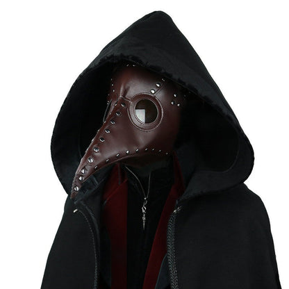 Pestarzt Maske | Kunstleder | Nieten | Langer Schnabel | Riemen-Chaps Herrenmode
