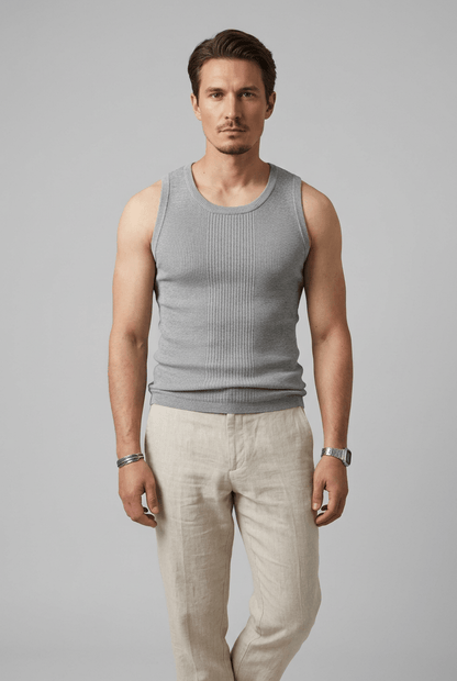 Unterhemd Herren | Gerippt | Rundhals | Slim Fit-Grau-M-Chaps Herrenmode