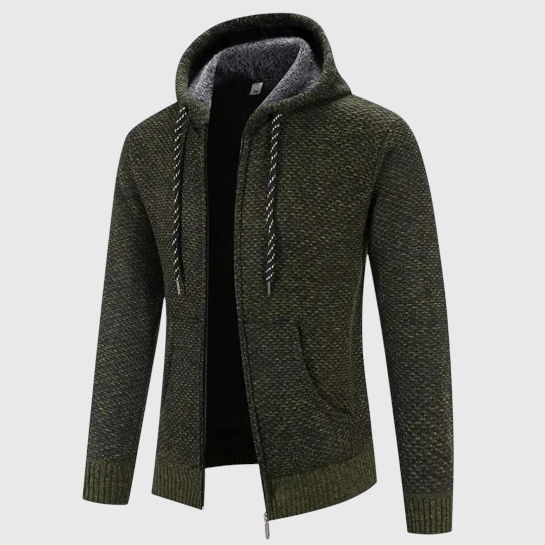 Strickjacke mit Kapuze Herren | Gefüttert | Reißverschluss | Grobstrick