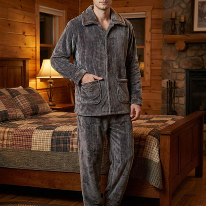 Fleece Pyjama Herren mit Kragen | Knopfleiste | 7 Varianten