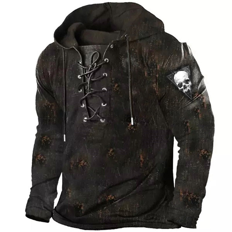 Totenkopf Hoodie Herren | Schnürung am Kragen | 4 Designs