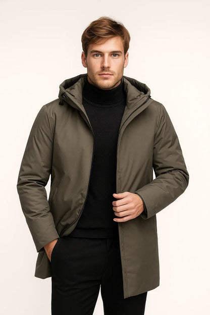 Parka Herren | Wasserabweisend | Kapuze | Verdeckter Verschluss-Khaki-S-Chaps Herrenmode