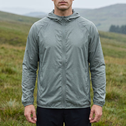 Windbreaker Herren | Packbar | Wasserabweisend | Kapuze-Graugrün-M-Chaps Herrenmode