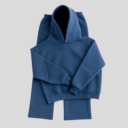 Boxy Jogginganzug Herren | Hoodie und Gerade Jogginghose | 5 Farben-Blau-S-Chaps Herrenmode