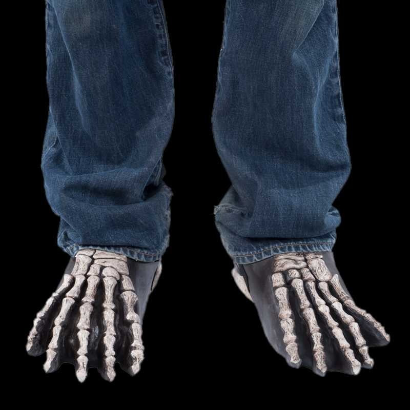 Skelett Füße | Latex Schuhüberzieher | Halloween Kostüm Zubehör-Schwarz-Chaps Herrenmode