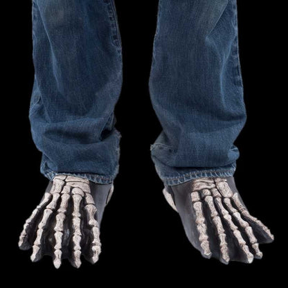 Skelett Füße | Latex Schuhüberzieher | Halloween Kostüm Zubehör-Schwarz-Chaps Herrenmode