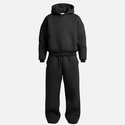 Oversized Jogginganzug Herren | Hoodie und Weite Jogginghose | 6 Farben-Schwarz-S-Chaps Herrenmode