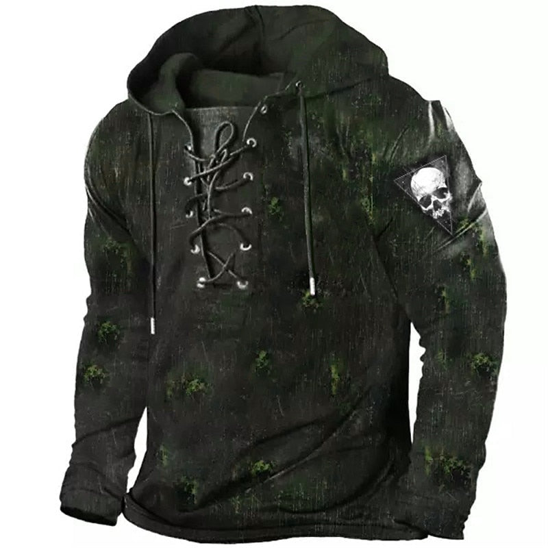 Totenkopf Hoodie Herren | Schnürung am Kragen | 4 Designs