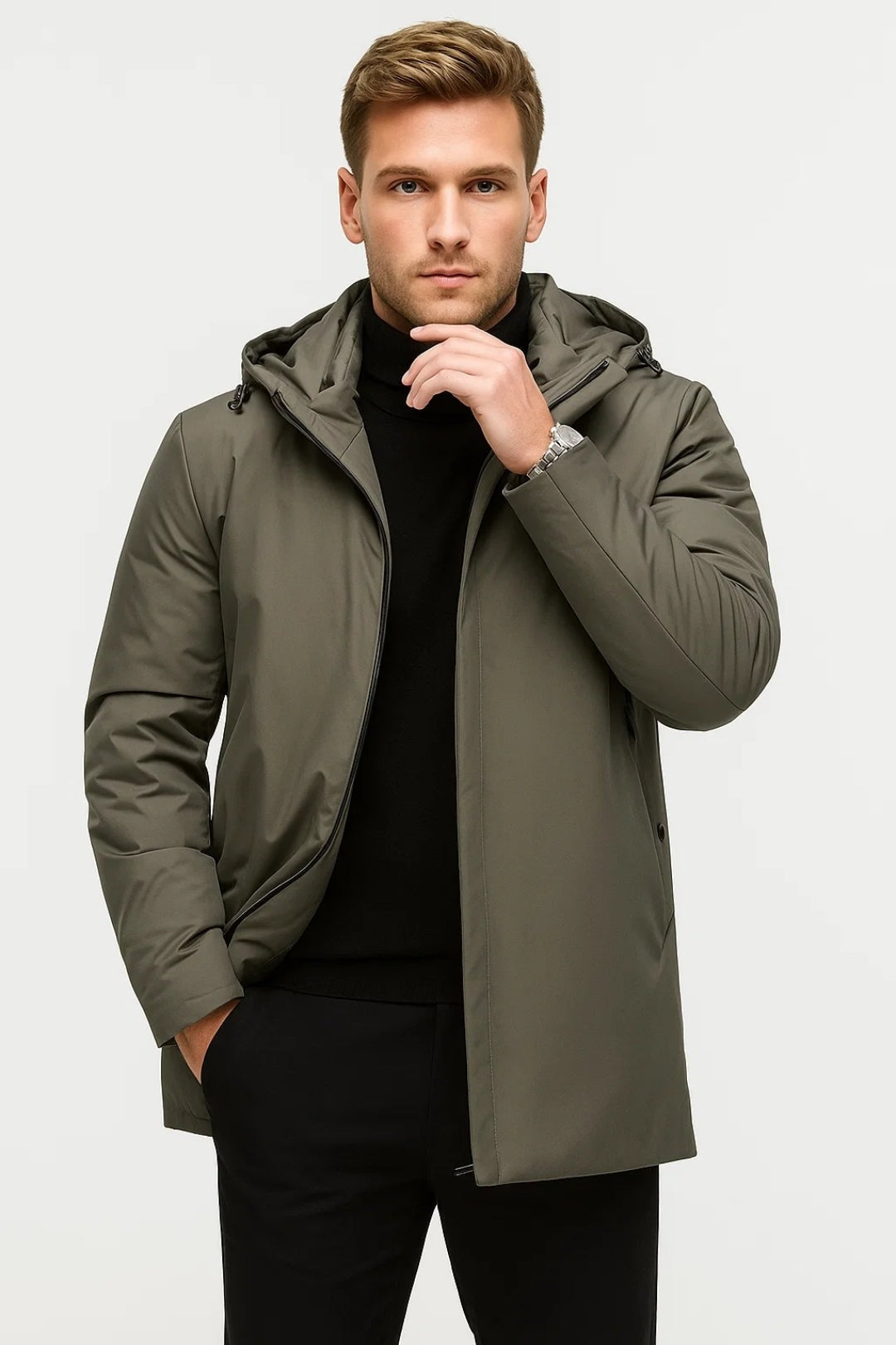Parka Herren | Wasserabweisend | Kapuze | Verdeckter Verschluss-Chaps Herrenmode
