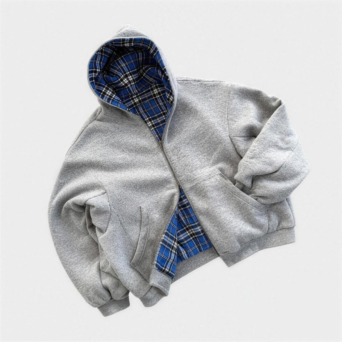 Wende Hoodie Herren | Reißverschluss | Oversized | Kariert