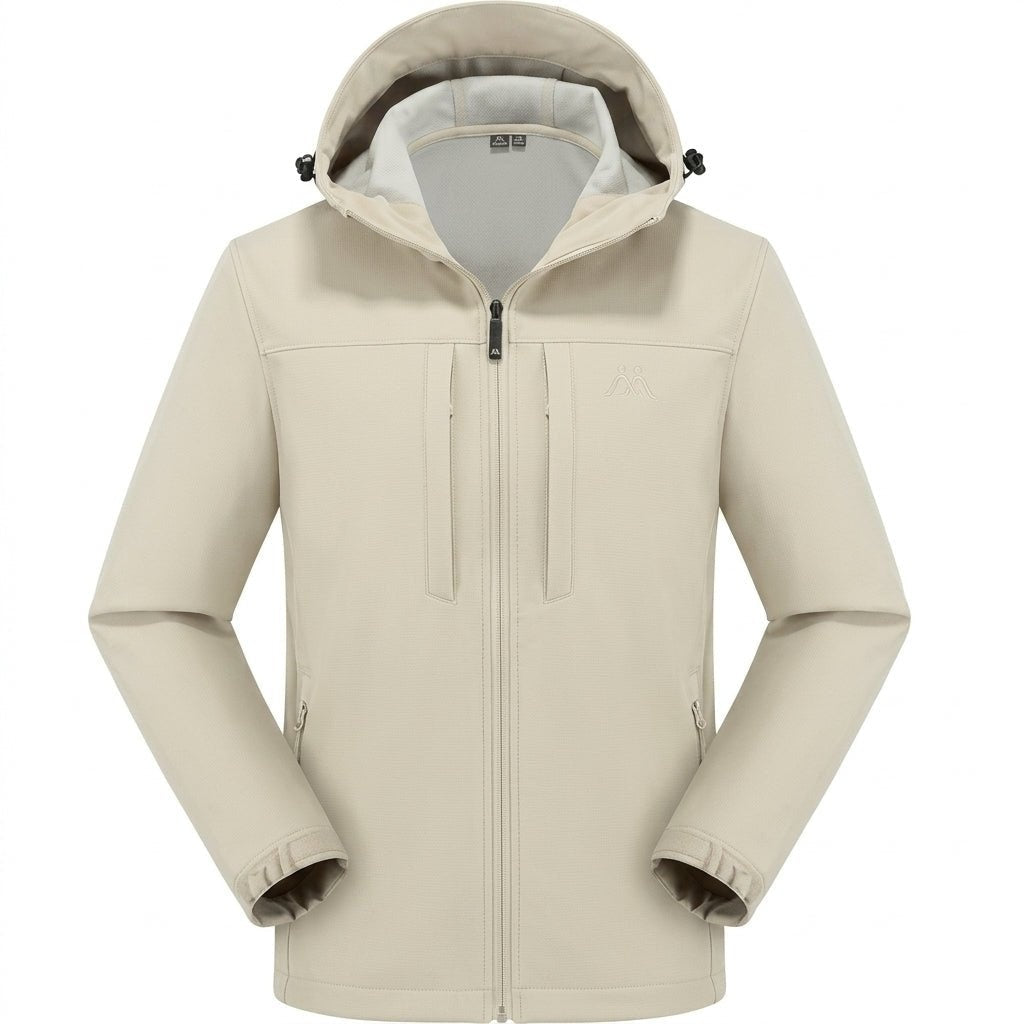 Leichte Softshelljacke Herren | Kapuze | Wasserabweisend | Vier Reißverschlusstaschen