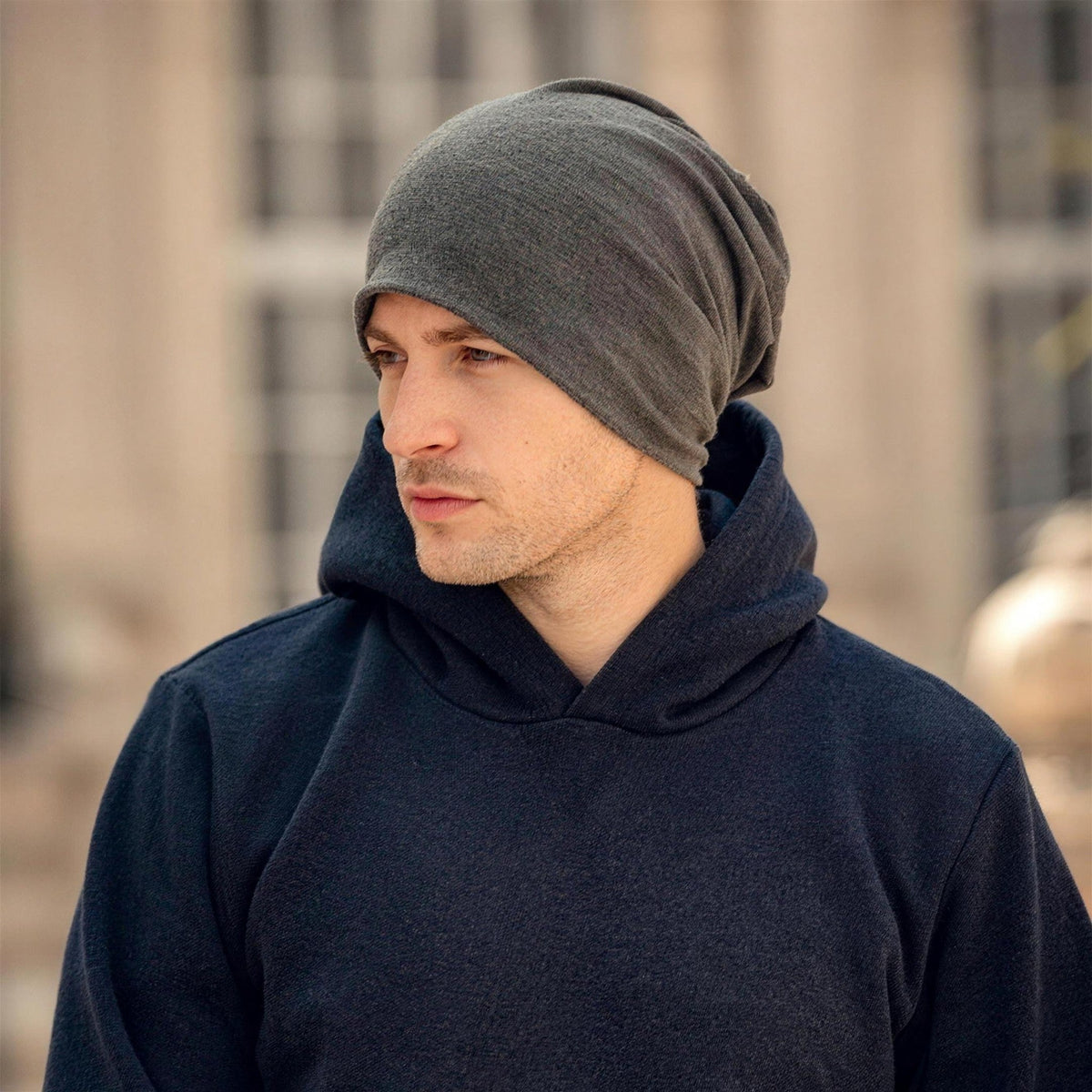 Slouch Beanie Herren | Dünner Jersey | Einheitsgröße